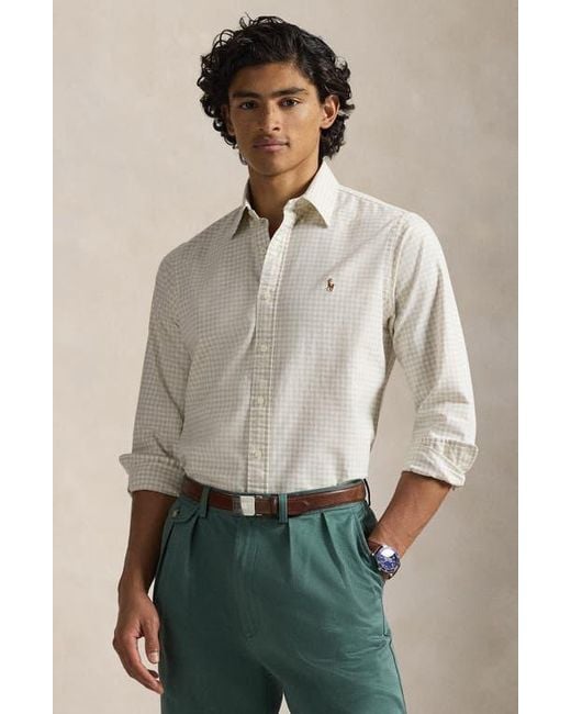 Polo Ralph Lauren Green Classic Fit Gingham Check Cotton Button-Down Oxford Shirt for men