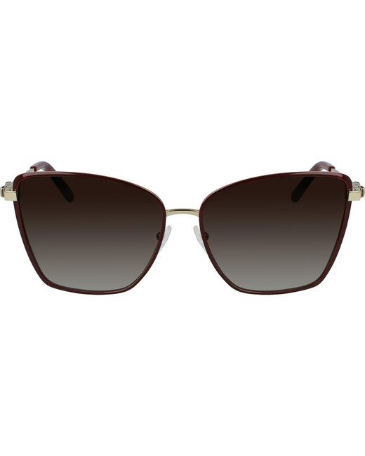 Ferragamo Brown Vara 59Mm Rectangular Sunglasses
