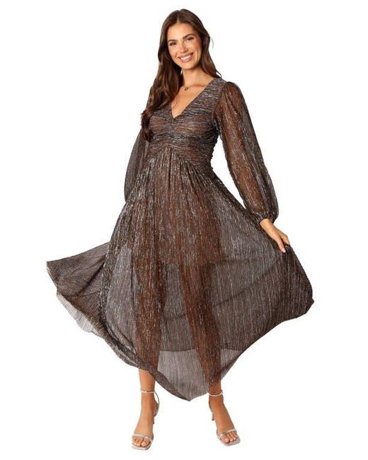 petal and pup brown dress Ciao Ruffles Maxi Satin Dress - Brown Polka Dot main image 0