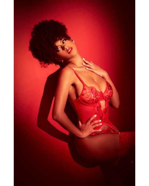 Red Basque Set MAPALE Floral Sequin Basque & G-String Set in Red | Lyst