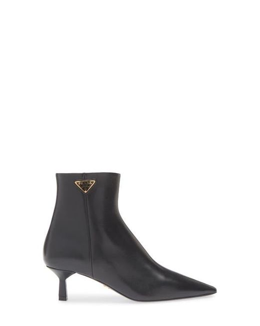 Prada Black Pointed Toe Kitten Heel Bootie