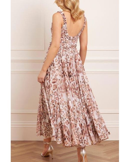 Needle & Thread Multicolor Leopard Chiffon Smocked Cami Ankle Gown