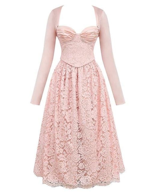 flare bell sleeve dress Andrea Leo Fully Pearl Beaded Long Sleeve Dress Fit and Flare A0997 Sage / 12