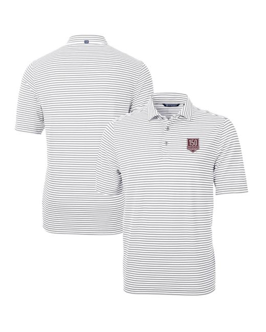 Cutter & Buck White Harvard Crimson Football 150th Anniversary Drytec Virtue Eco Pique Stripe Recycled Polo At Nordstrom for men