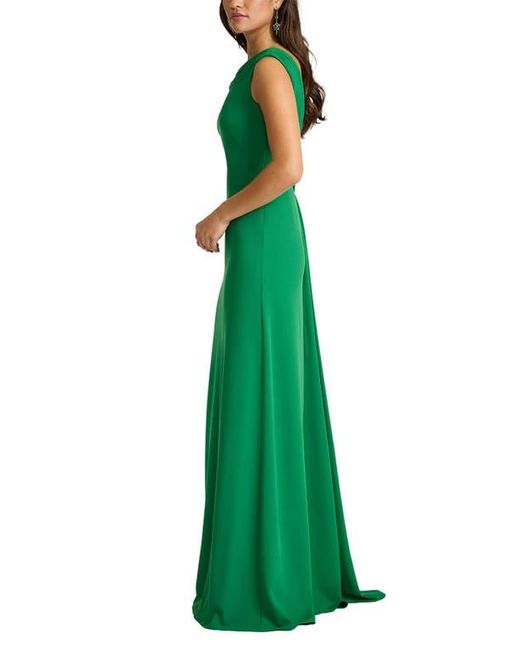Tadashi Shoji Green V-Back Crepe Gown