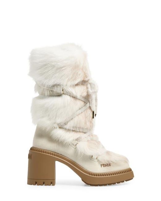 Fendi Après Chic Leather & Genuine Shearling Boot in White | Lyst