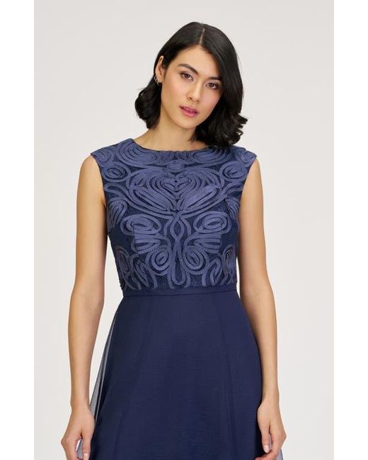 JS Collections Blue Keira Soutache Lace Bodice Gown