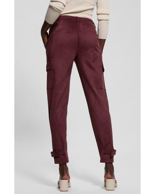 Guess Women's Red New Marzia Faux Suede Cargo Pants