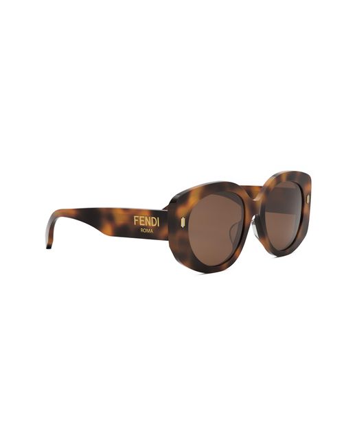 Fendi Brown The Roma 62mm Overize Round Sunglasses