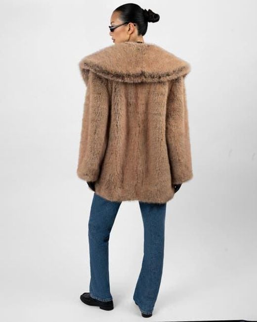 WeWoreWhat Brown Shawl Collar Faux Fur Jacket