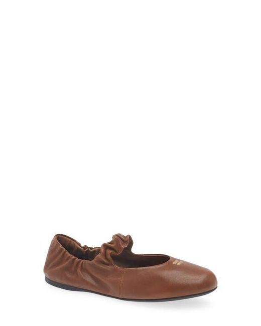 Miu Miu Brown Ruched Ballerina Flat