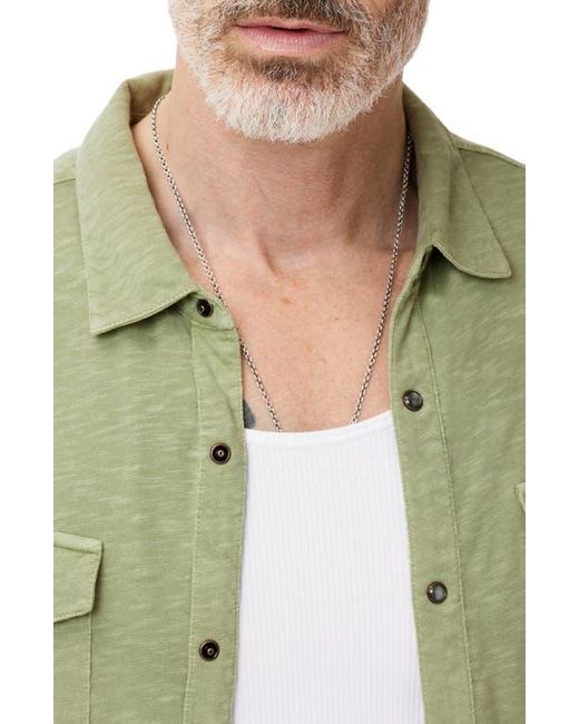 John Varvatos Green Avron Slub Organic Cotton Knit Snap-Up Western Shirt for men