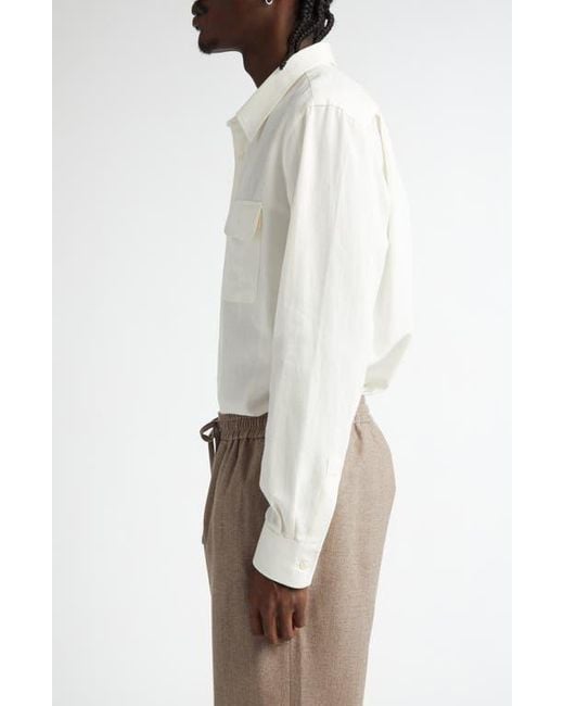 De Bonne Facture White Artist Cotton & Hemp Button-Up Shirt for men