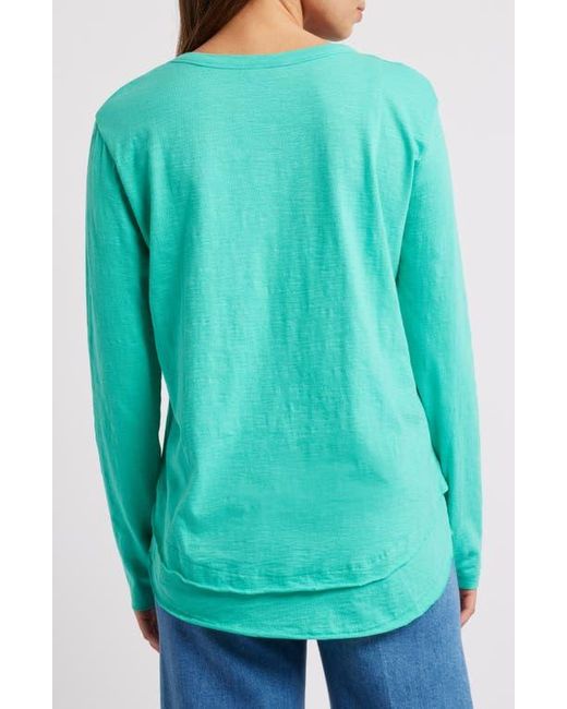Apny Green Layered Hem Cotton Slub Top