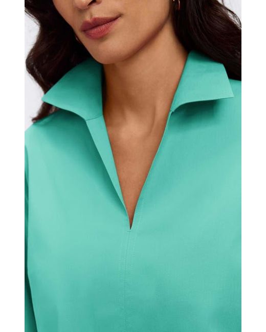 Foxcroft Green Agnes Split Cuff Popover Blouse