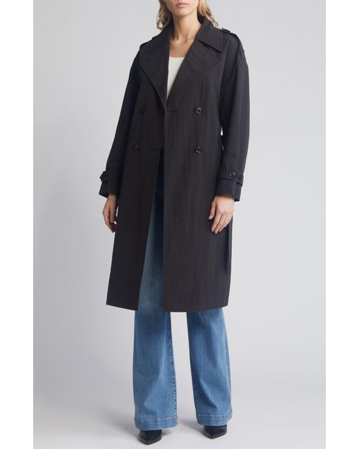 BCBGMAXAZRIA Black Double Breasted Packable Trench Coat