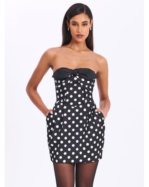 Miss Circle Blue Tahira Polka Strapless Mini Dress With Bow