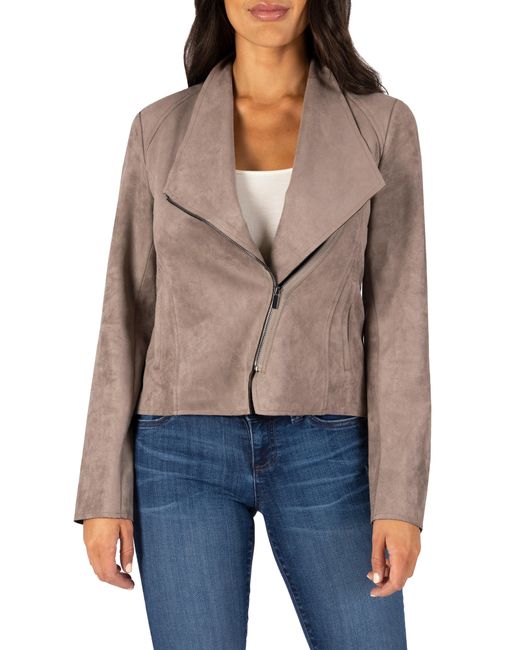 Kut From The Kloth Multicolor Carina Faux Suede Drape Moto Jacket