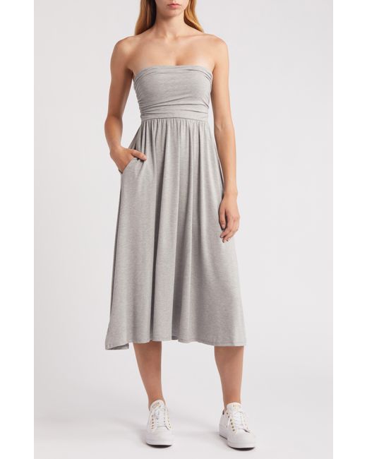 All In Favor White Strapless Jersey Midi Dress In At Nordstrom, Size Small