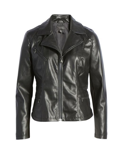 Halogen® Black Halogen(r) Center Zip Faux Leather Jacket