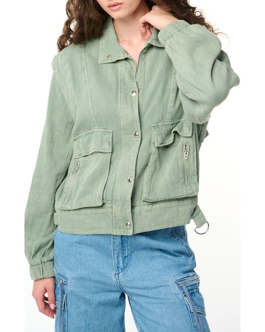 Blank NYC Green Linen & Cotton Utility Jacket