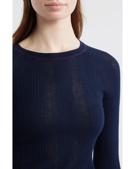 Rag & Bone Blue Teresa Raglan Sleeve Rib Top
