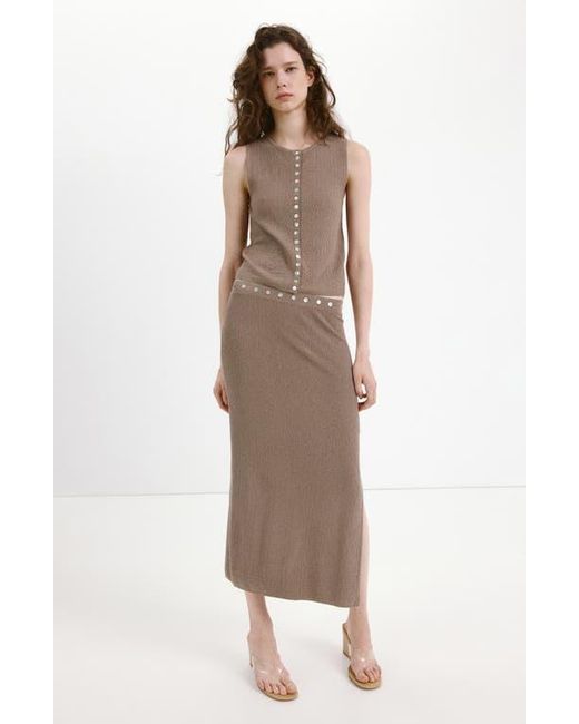 Mango Brown Contrast Button-Up Tank