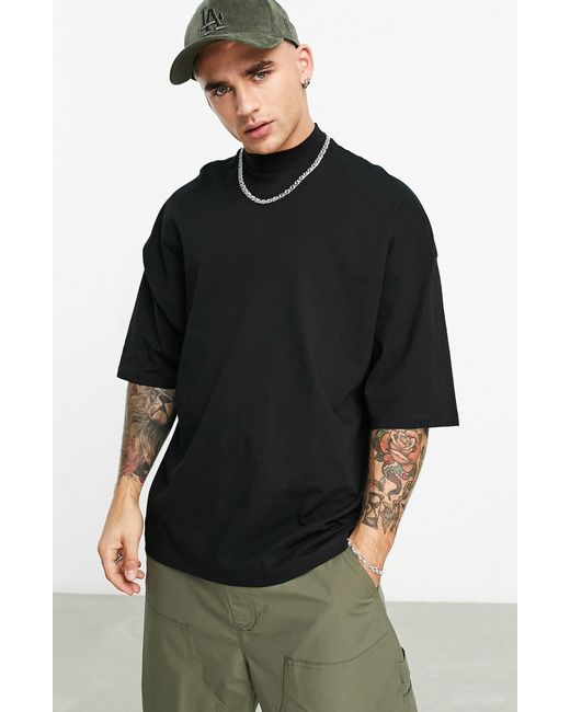 Black Worldwide Oversized Mock Neck