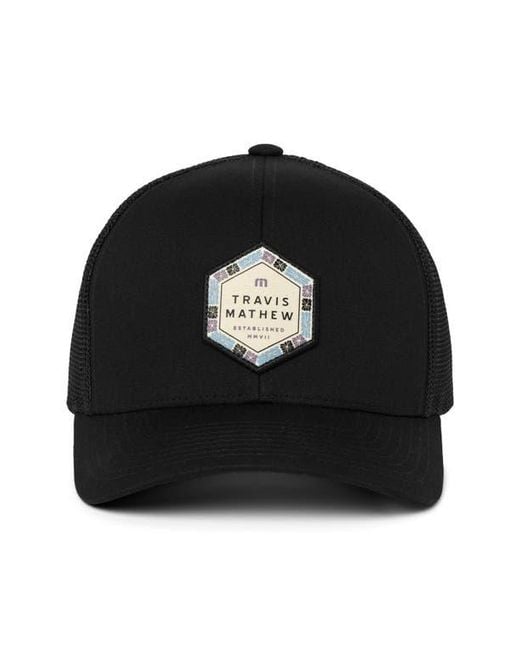 Travis Mathew Black Cabana Patch Snapback Baseball Cap for men