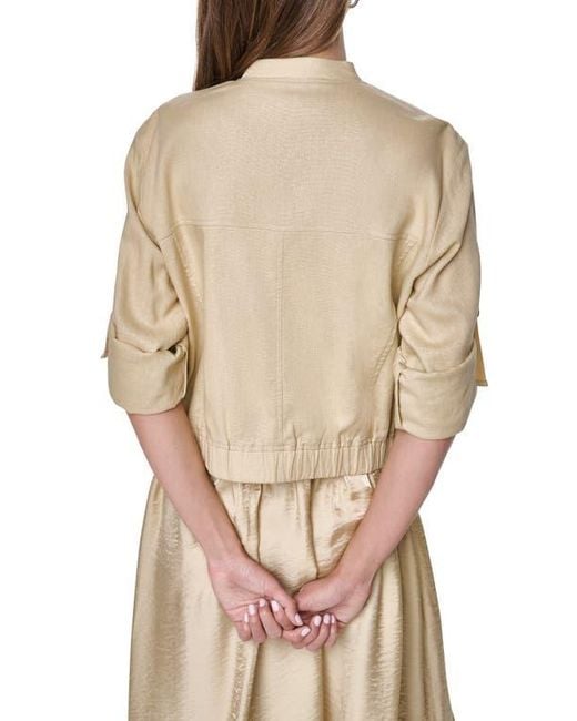 DKNY Natural Linen Blend Bomber Jacket