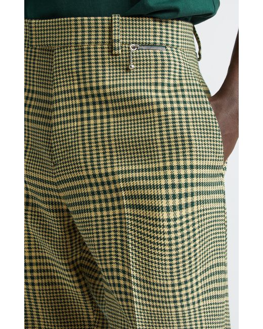 Burberry Green Warped Check Wool Blend Pants for men
