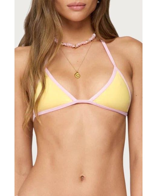 Edikted Yellow Dina Contrast Binding Triangle Bikini Top