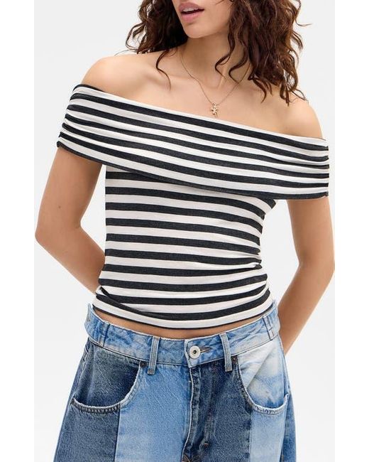 BDG Blue Stripe Off The Shoulder Top
