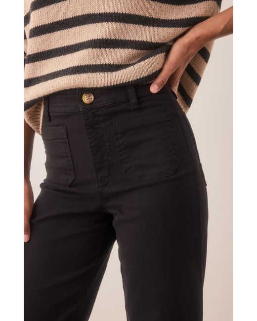 Marine Layer Black Bridget Cotton High Waist Wide Leg Crop Pants