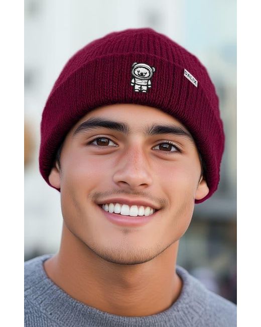 Alix Red Ice Bear Beanie for men