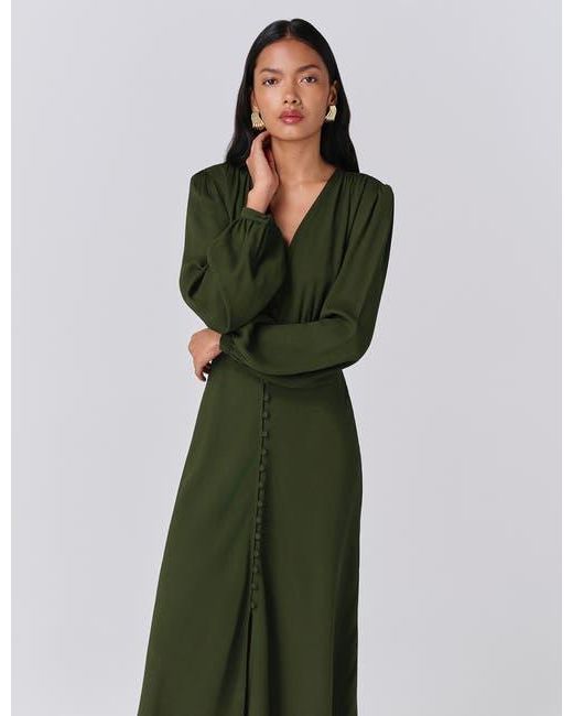 Ghost Francesca Crepe Button Up Midi Dress in Green | Lyst
