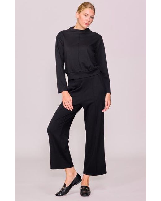 MELLODAY Black Funnel Neck Pullover