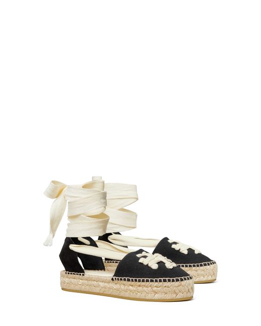 Tory Burch White Woven Double-t Espadrille