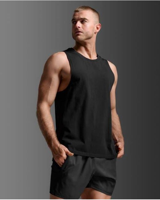 2xu Black Motion Cotton Flex Tank for men