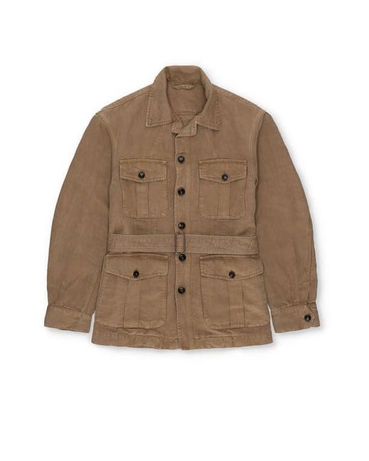 Fortela Brown Clint Linen Sahariana Jacket for men