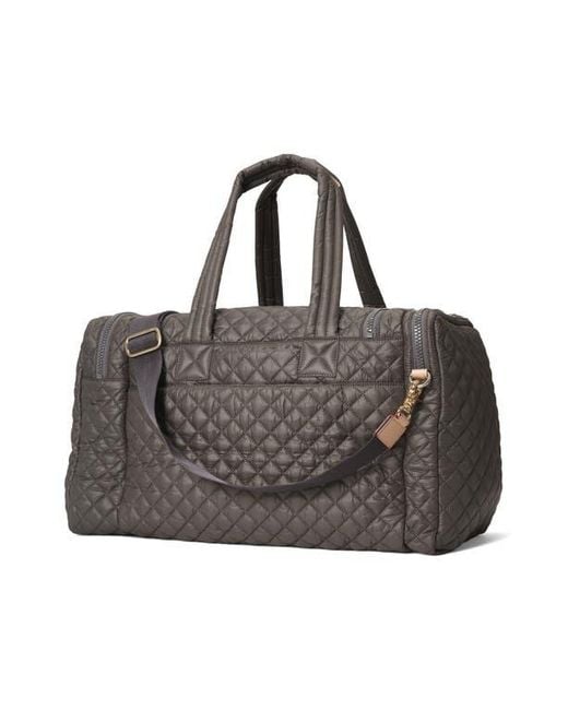 MZ Wallace Gray Large Metro Team Quilted Nylon Duffle Bag