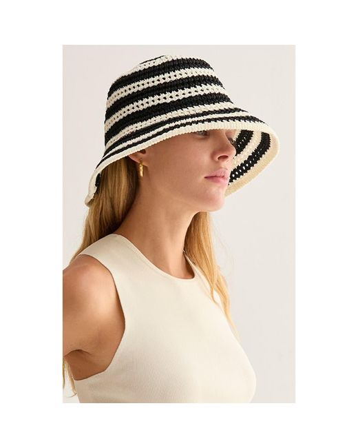 Crescent Brown Striped Weave Hat