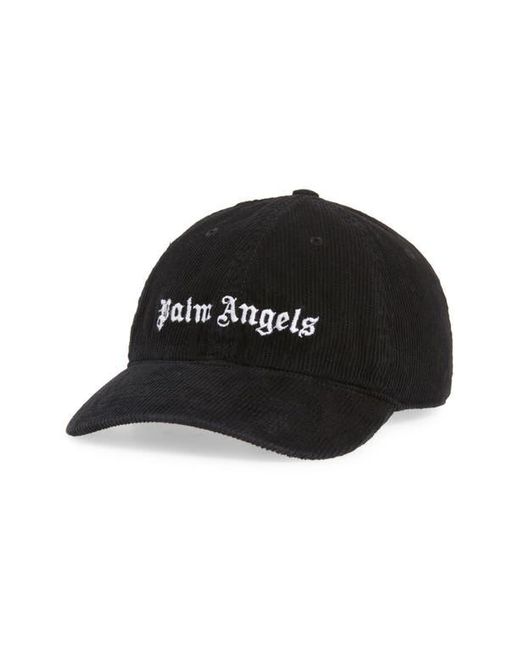 Palm Angels Black Logo Embroidered Corduroy Baseball Cap for men