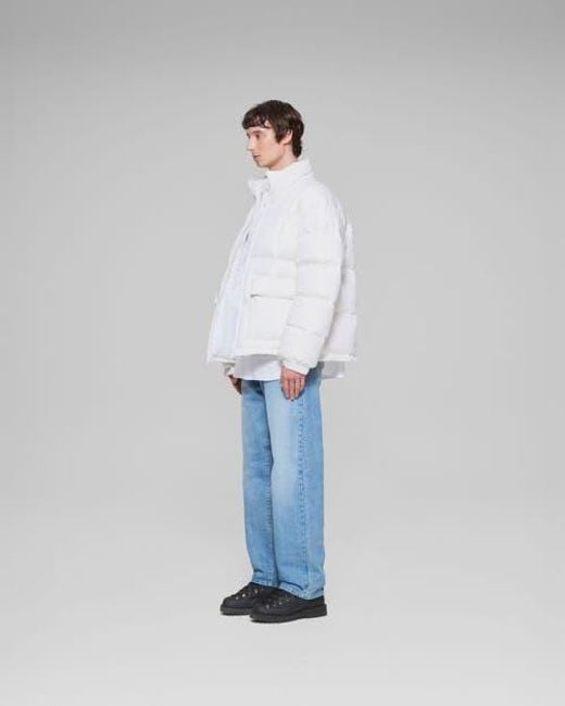 vowels White Puffer Jacket for men