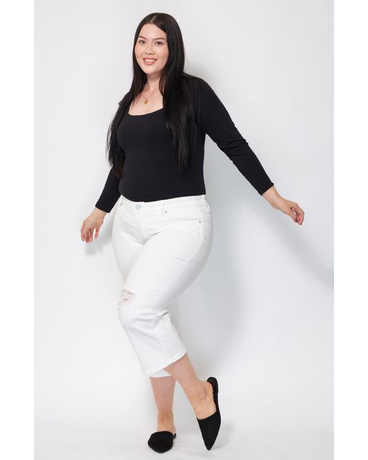 Slink Jeans Mid Rise Wide Leg Crop Jeans in White | Lyst