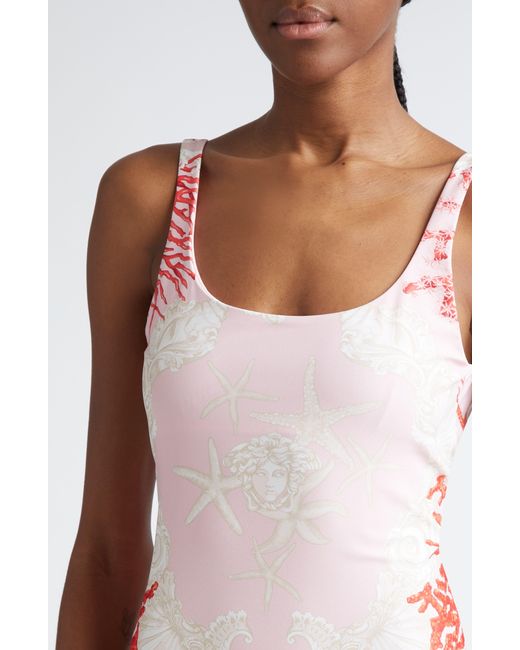 Versace Pink Trésor De La Mer One-piece Swimsuit
