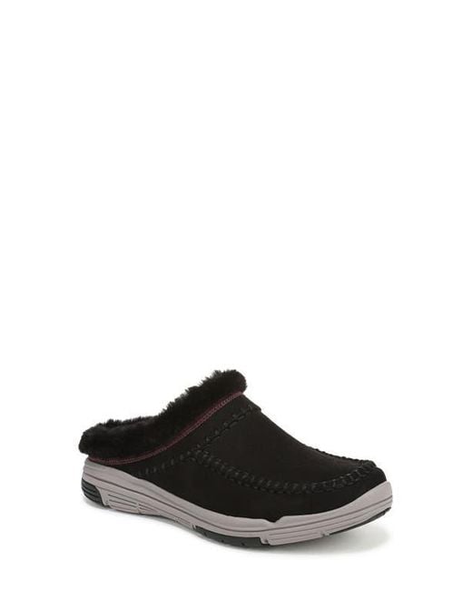Ryka Black Arrow Faux Fur Trim Mule