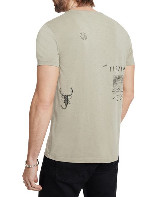 John Varvatos Gray Travelers Cotton Graphic T-shirt for men