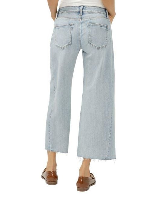 Silver Jeans Co. Blue Suki Curvy Raw Hem Ankle Wide Leg Jeans