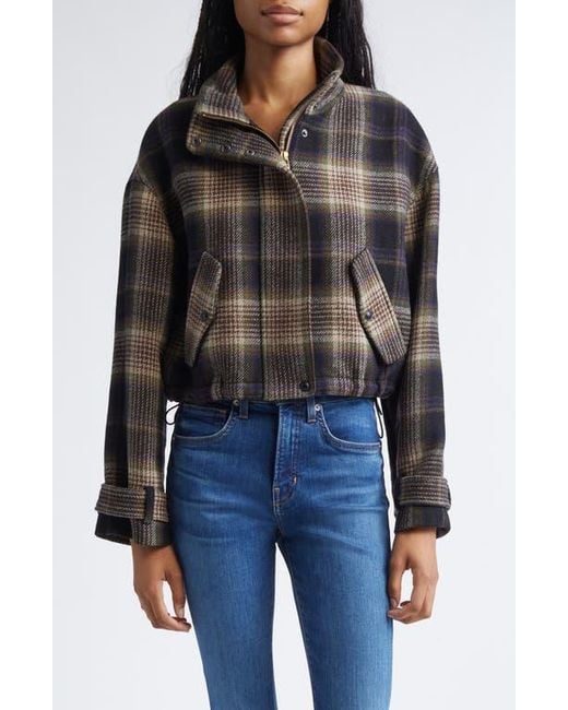 Veronica Beard Black Bateman Plaid Wool Blend Jacket